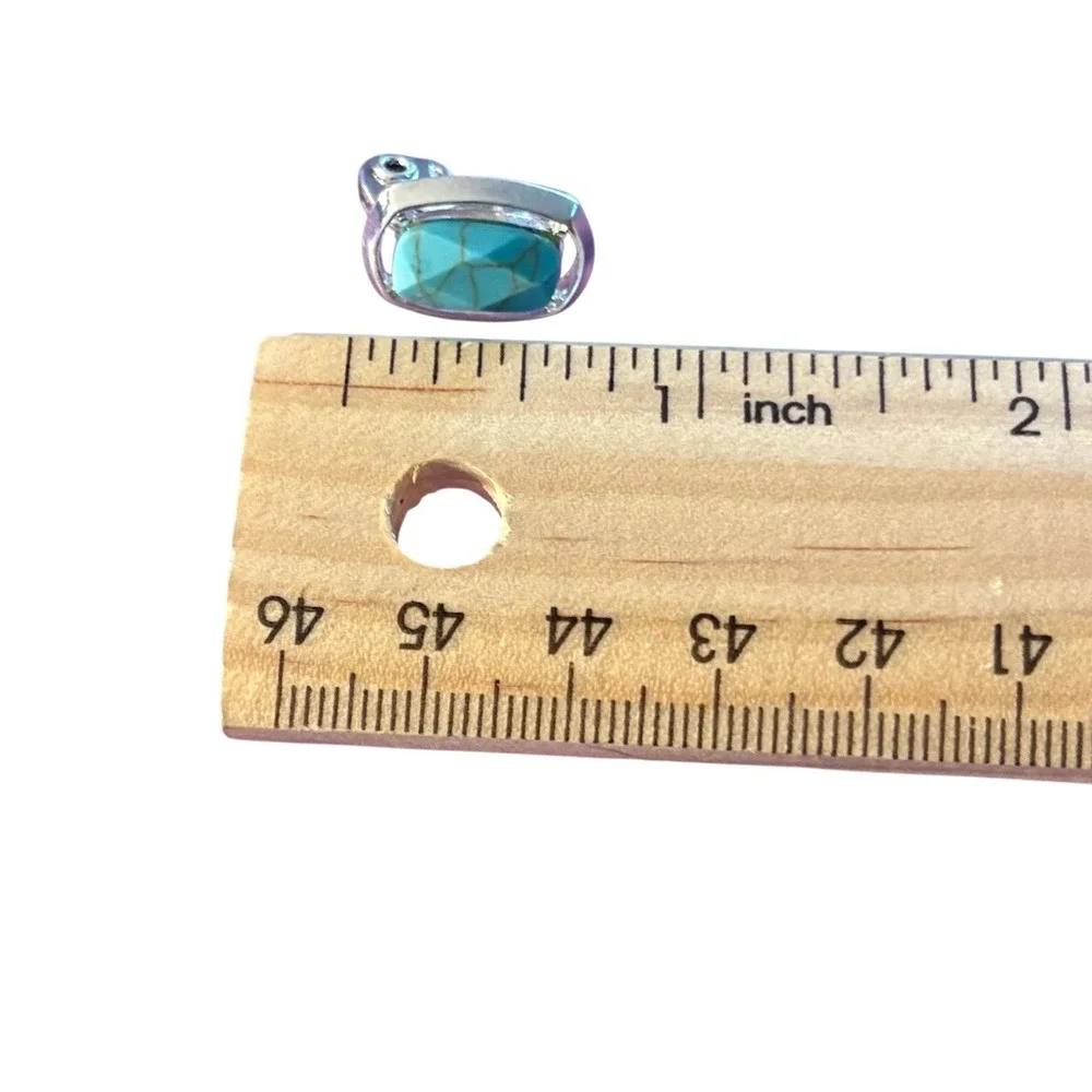 Faux Turquoise Clip On Earrings Silver‎ Tone Vintage TJG The Jewelry Group Open